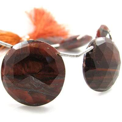 Red Tiger Eye Faceted Coin