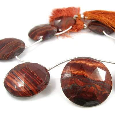 Red Tiger Eye Faceted Coin