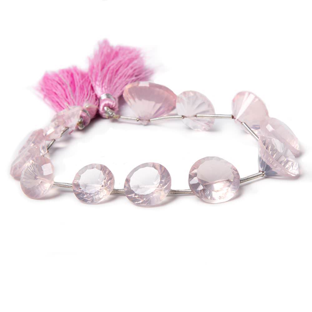 Rose Quartz Beads Concave Faceted Round