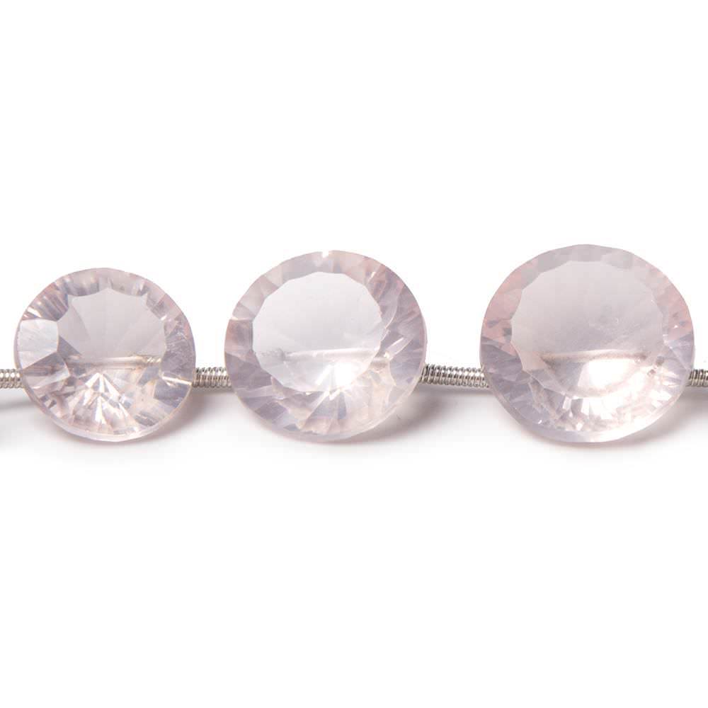 Rose Quartz Beads Concave Faceted Round