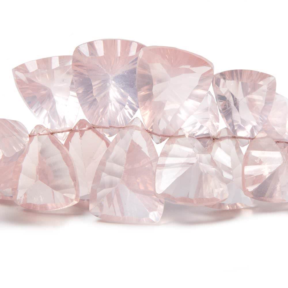 Rose Quartz Beads Concave Faceted Trillion with Pavilion