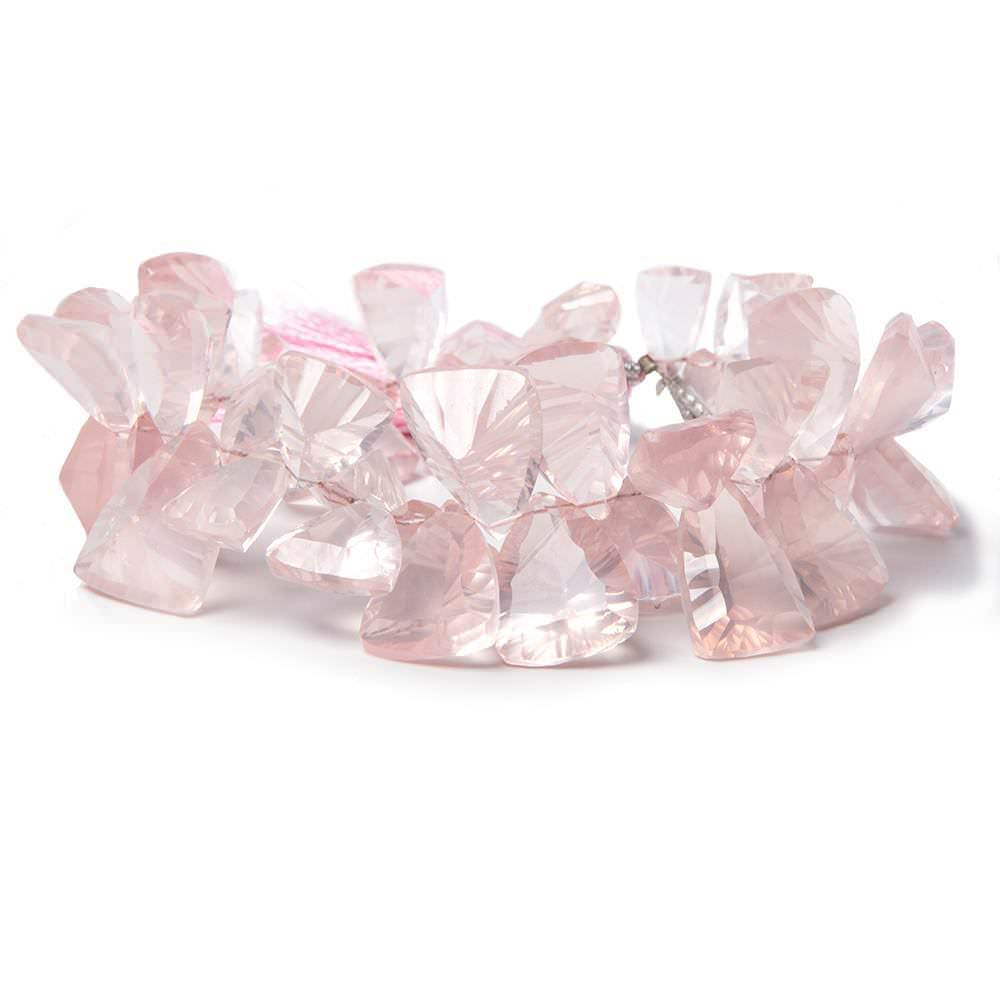 Rose Quartz Beads Concave Faceted Trillion with Pavilion