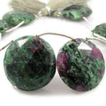 Ruby In Zoisite Top Drilled Faceted Coin
