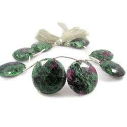 Ruby In Zoisite Top Drilled Faceted Coin
