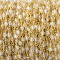 3mm Rutilated Quartz micro-faceted round Gold plated Chain