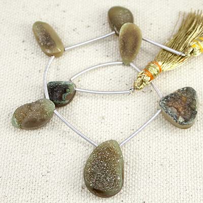 Sage Agate Drusy Freeform Beads