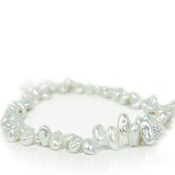 Silvery White Top Drill Keshi Freshwater Pearl