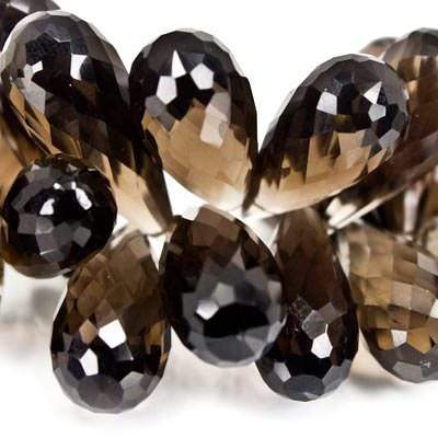 Smoky & Champagne Quartz Beads Tear Drop Briolette