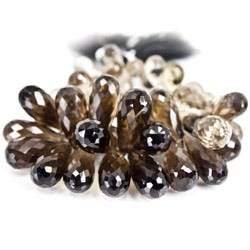 Smoky & Champagne Quartz Beads Tear Drop Briolette