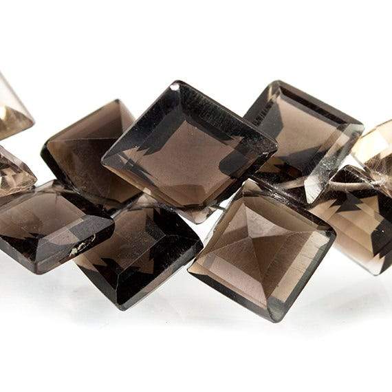 Smoky Quartz Pavilion Faceted Square Beads, 7.5 inch, 4x4x3-11x11x4mm, 55 pieces