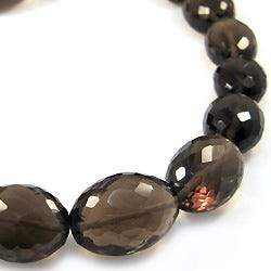 Smoky Quartz Straight Drilled Faceted Oval
