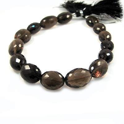 Smoky Quartz Straight Drilled Faceted Oval