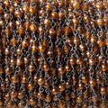 3mm Spessartite Garnet micro-faceted round Black Gold plated Chain