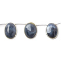 Sterling Silver Bezel Set Violet Scapolite Pavilion Faceted Oval Beads