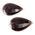 Sterling Silver Bezeled Rhodolite Garnet Faceted Pear Focal Connector Set of 2