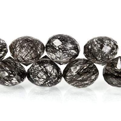 Tourmalinated Quartz Beads `Candy Kiss` Briolette
