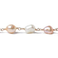 TriColor Baroque Pearl Rose Gold plated Chain by the foot 19 pieces