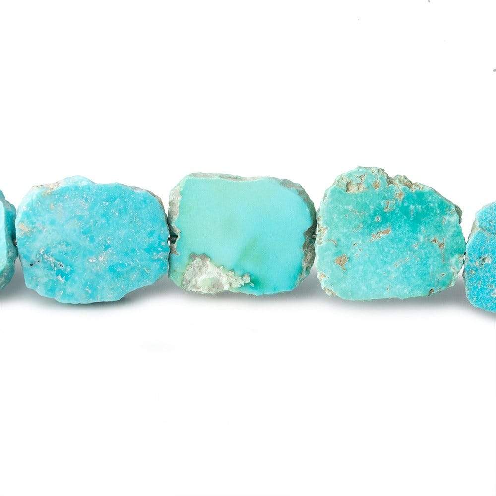 Turquoise plain slice freeform beads 8 inch 15 pieces 11x9-14x11mm