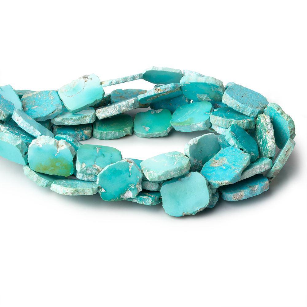 Turquoise plain slice freeform beads 8 inch 15 pieces 11x9-14x11mm