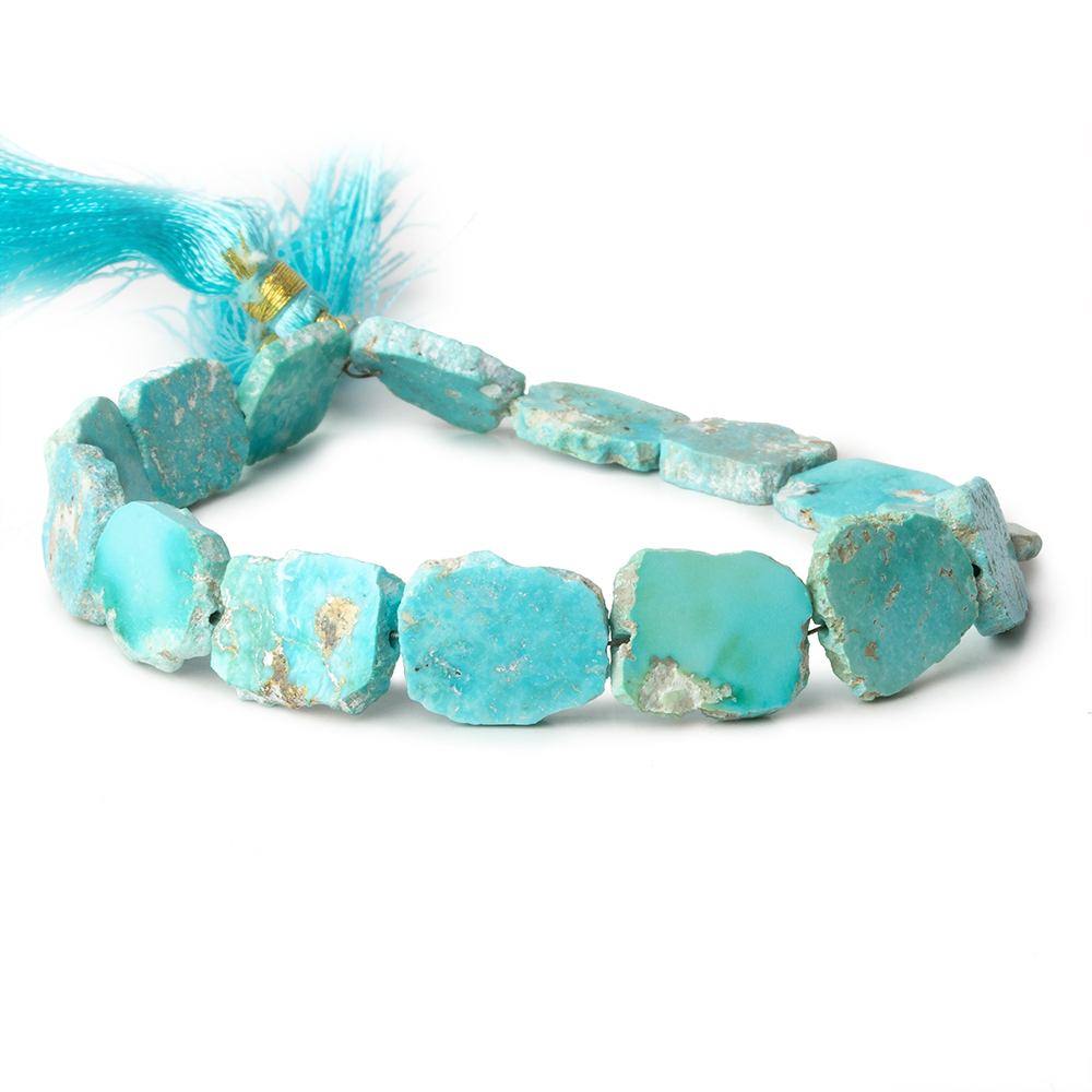 Turquoise plain slice freeform beads 8 inch 15 pieces 11x9-14x11mm