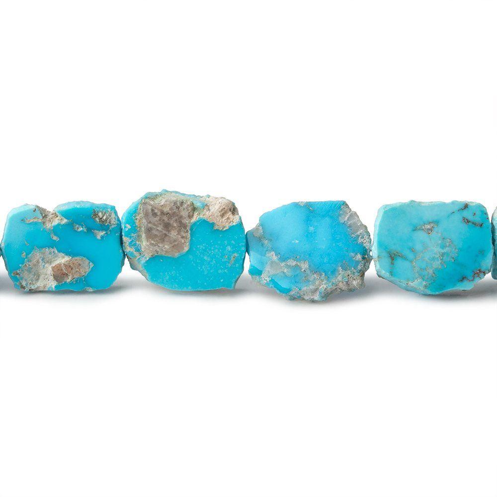 Turquoise plain slice freeform beads 8 inch 19 pieces 10x8-11x9mm