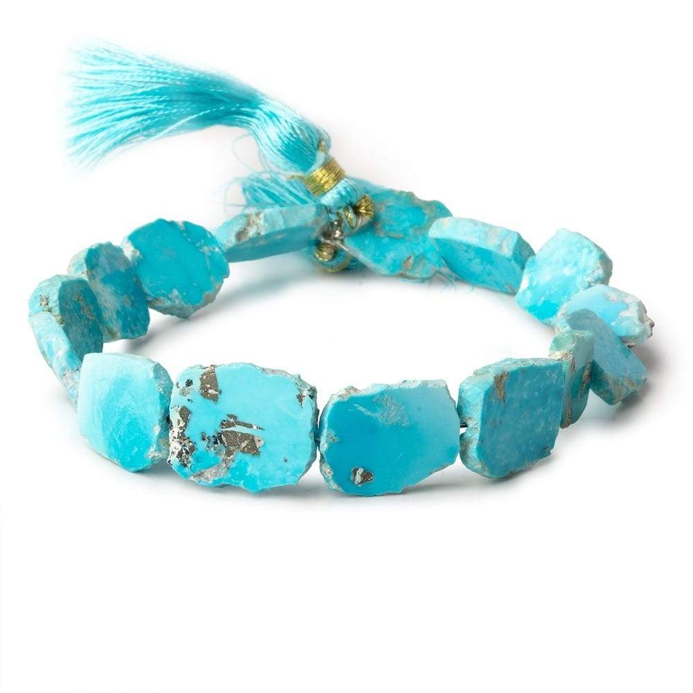 Turquoise Straight Drilled Slices 8 inch 15 Beads 12x10-14x12mm