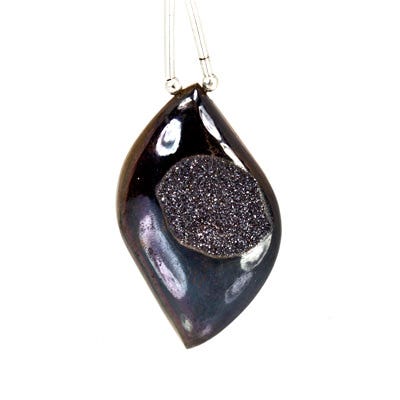 Vamp Purple Drusy Focal Bead Free Shape, Metallic Shimmer
