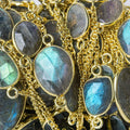 Vermeil Bezel Set Labradorite Chain