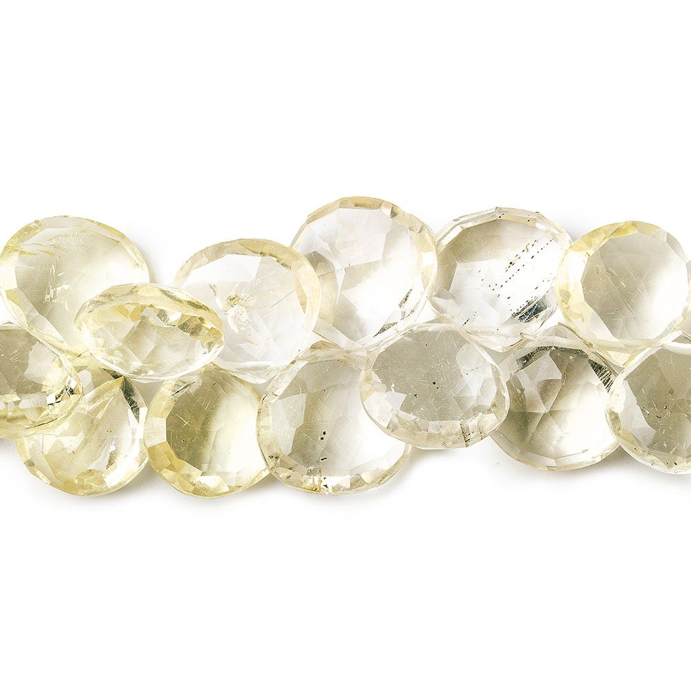 Yellow Scapolite Faceted Heart Briolette Beads AA Grade, 7.5 inch, 10x10x4-11x11x5mm, 46 pieces